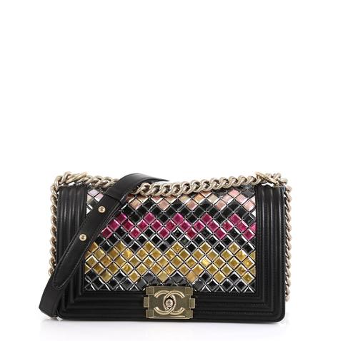 Chanel Mosaic Boy Flap Bag Embellished Lambskin Old Medium 