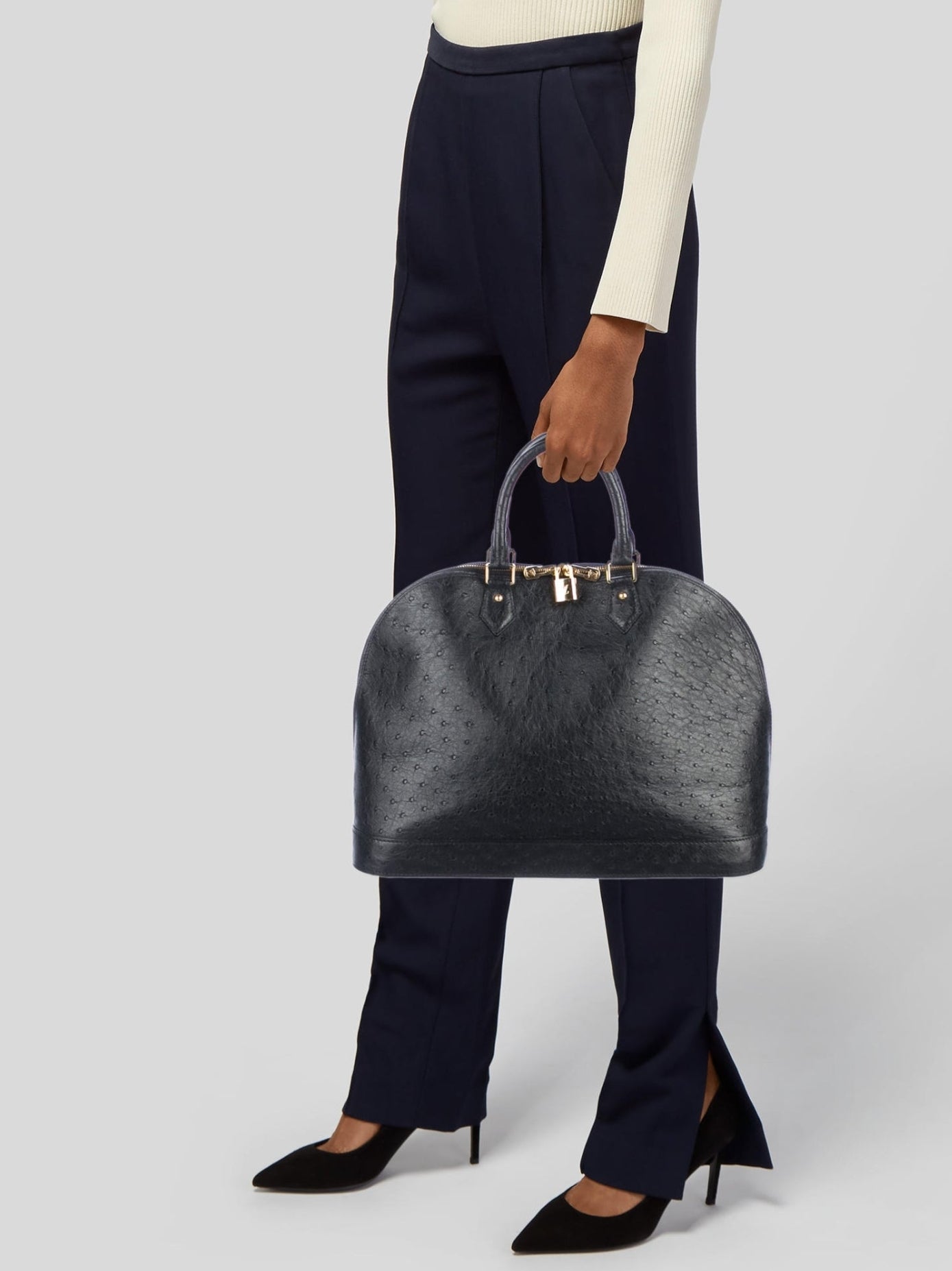Louis Vuitton Prune Ostrich Leather Alma GM Bag - Yoogi's Closet